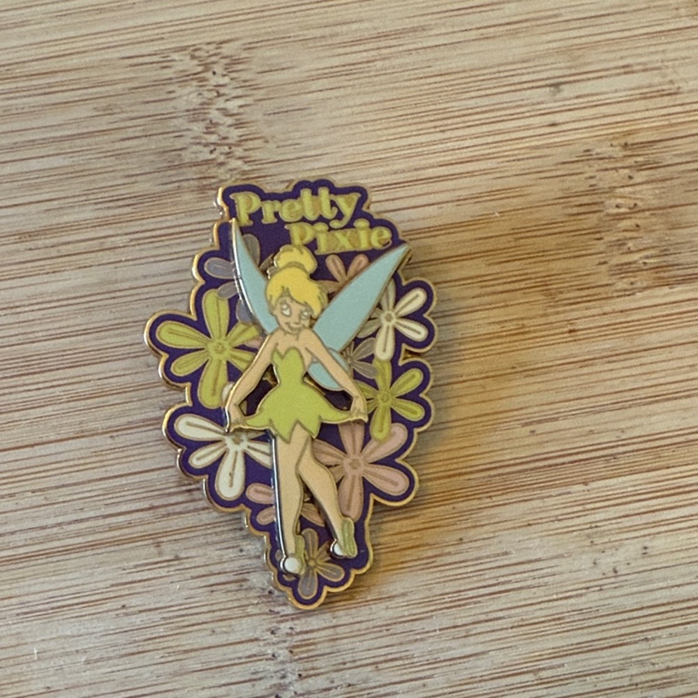 Tinker Bell Enamel Pin with Flowers